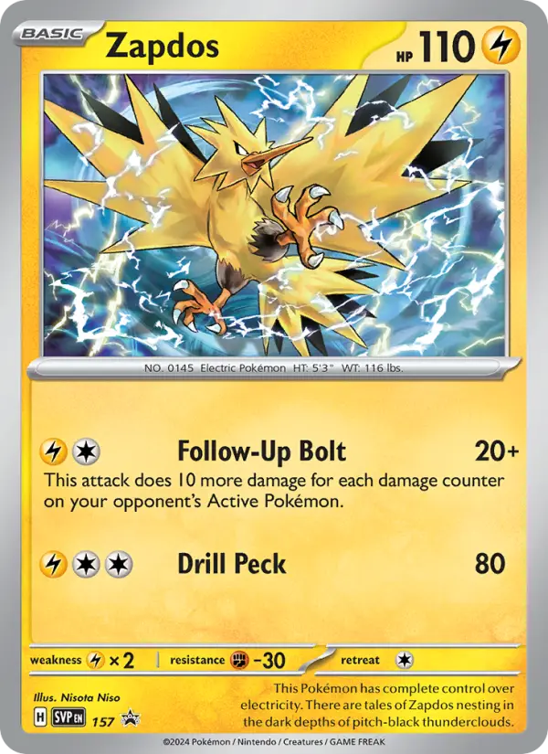 Zapdos None Pokemon card #157 from SVP Black Star Promos