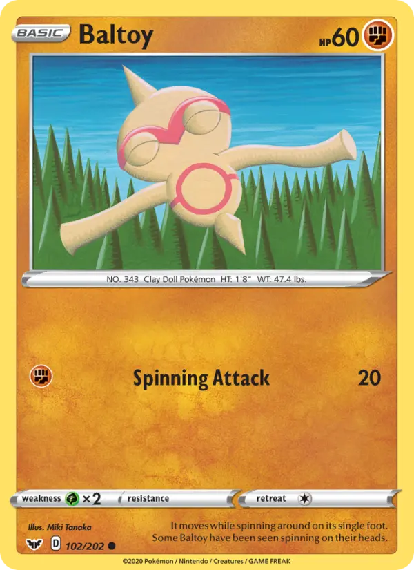 Baltoy Common Pokemon card #102 from Sword & Shield