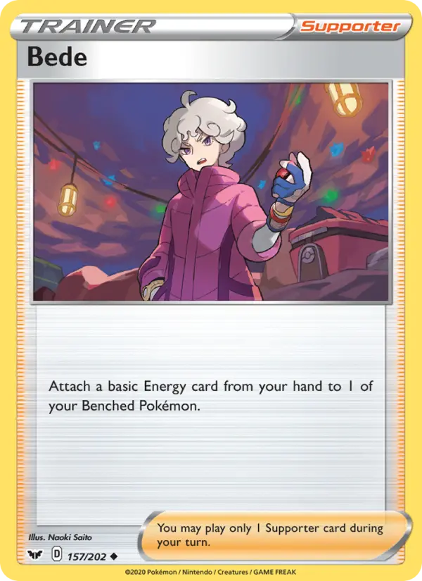 Bede Uncommon Pokemon card #157 from Sword & Shield