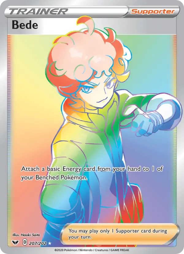 Bede Secret Rare Pokemon card #207 from Sword & Shield