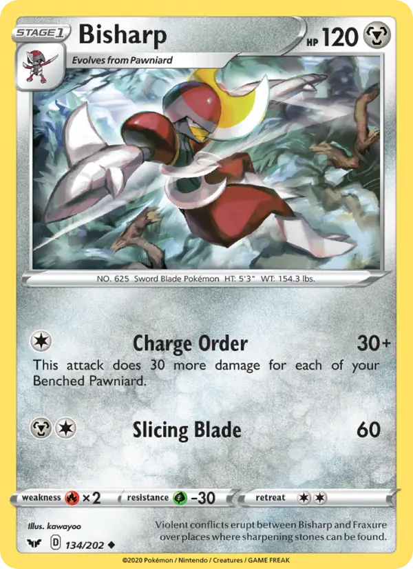 Bisharp Uncommon Pokemon card #134 from Sword & Shield