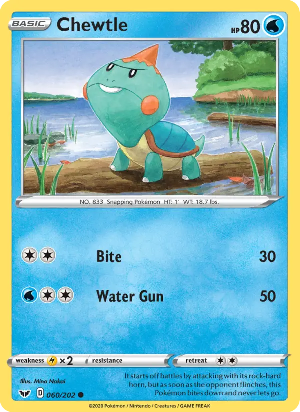 Chewtle Common Pokemon card #60 from Sword & Shield