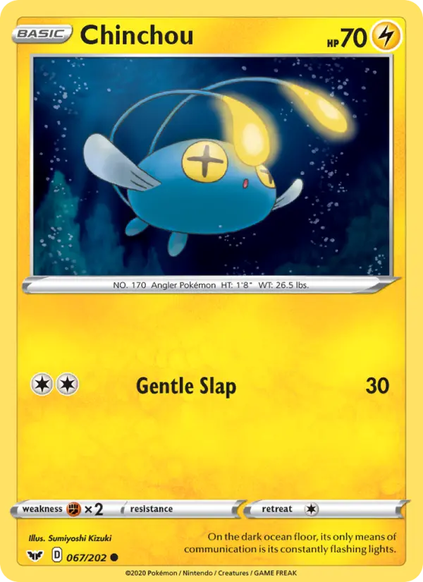 Chinchou Common Pokemon card #67 from Sword & Shield