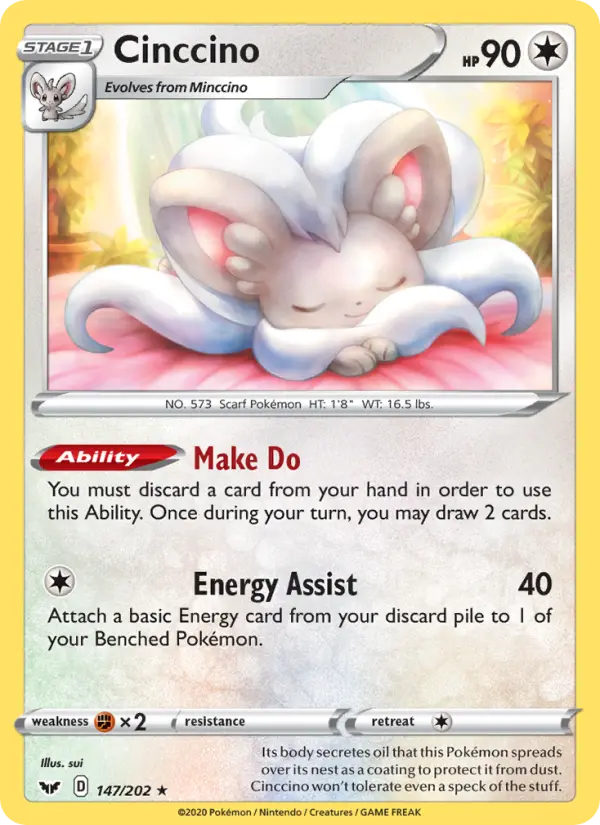 Cinccino Rare Pokemon card #147 from Sword & Shield