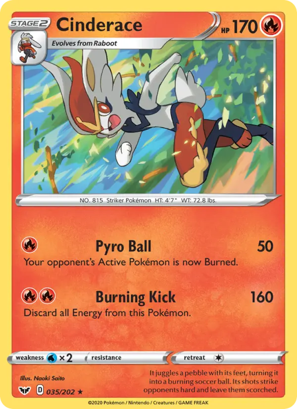 Cinderace Holo Rare VMAX Pokemon card #35 from Sword & Shield