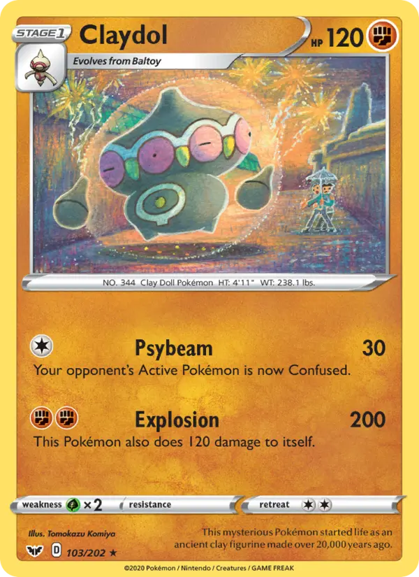 Claydol Rare Pokemon card #103 from Sword & Shield