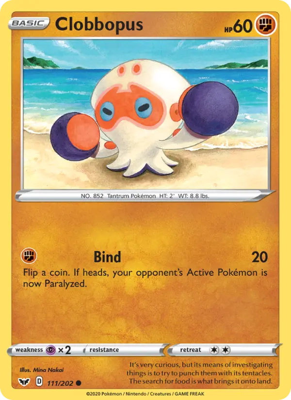 Clobbopus Common Pokemon card #111 from Sword & Shield