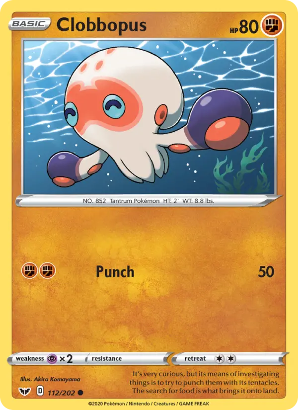Clobbopus Common Pokemon card #112 from Sword & Shield