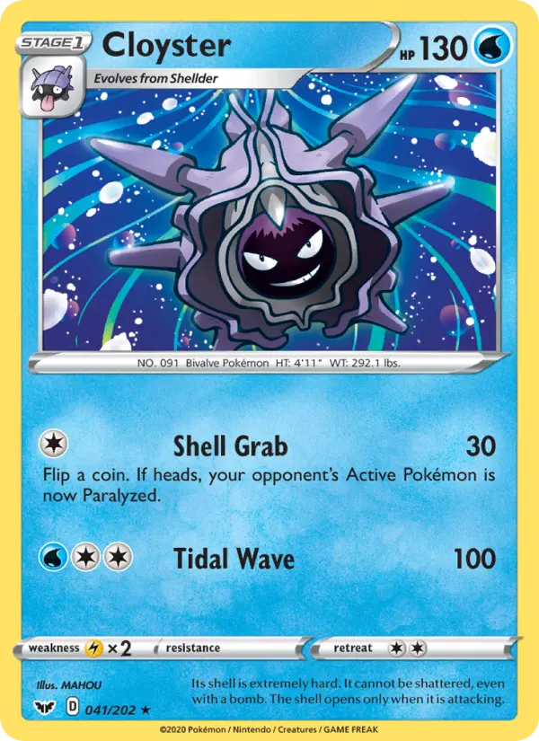 Cloyster Rare Pokemon card #41 from Sword & Shield