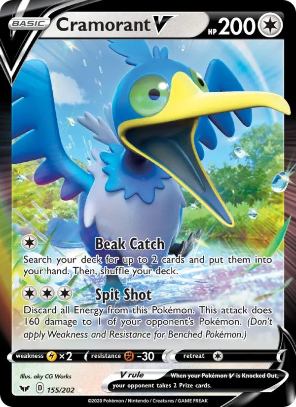 Cramorant V Holo Rare V Pokemon card #155 from Sword & Shield