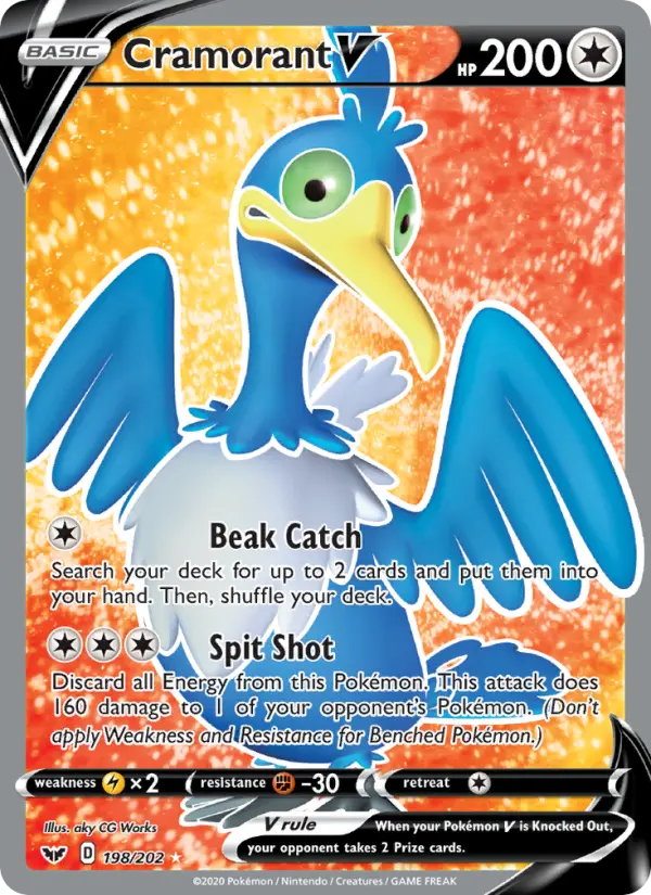 Cramorant V Ultra Rare Pokemon card #198 from Sword & Shield