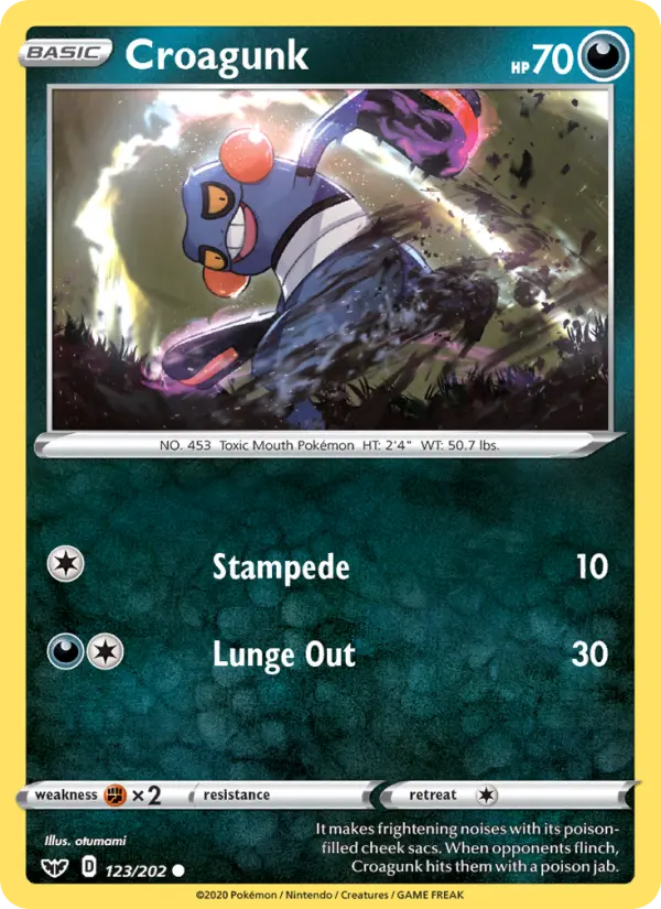 Croagunk Common Pokemon card #123 from Sword & Shield