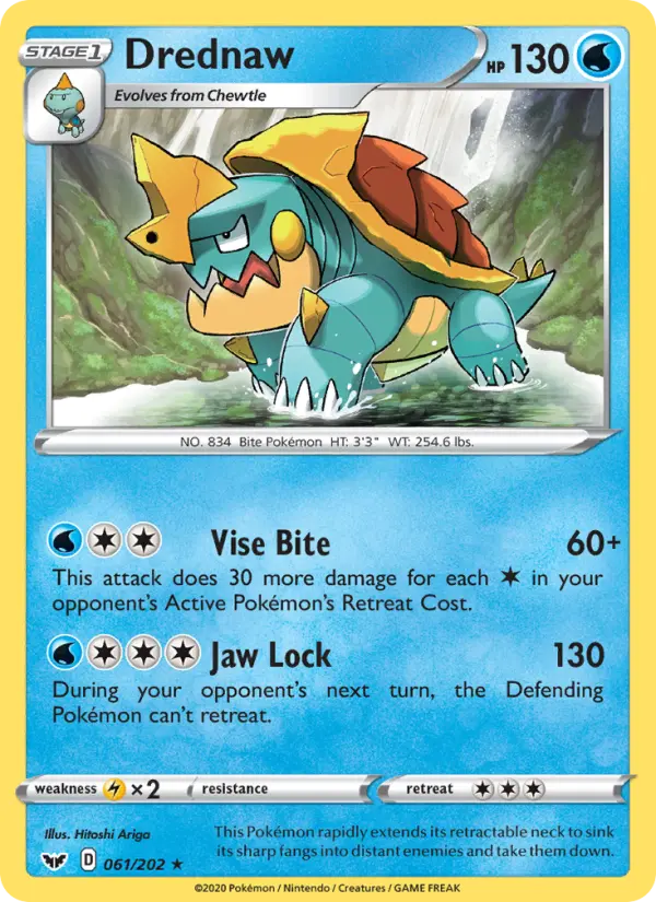 Drednaw Rare Pokemon card #61 from Sword & Shield