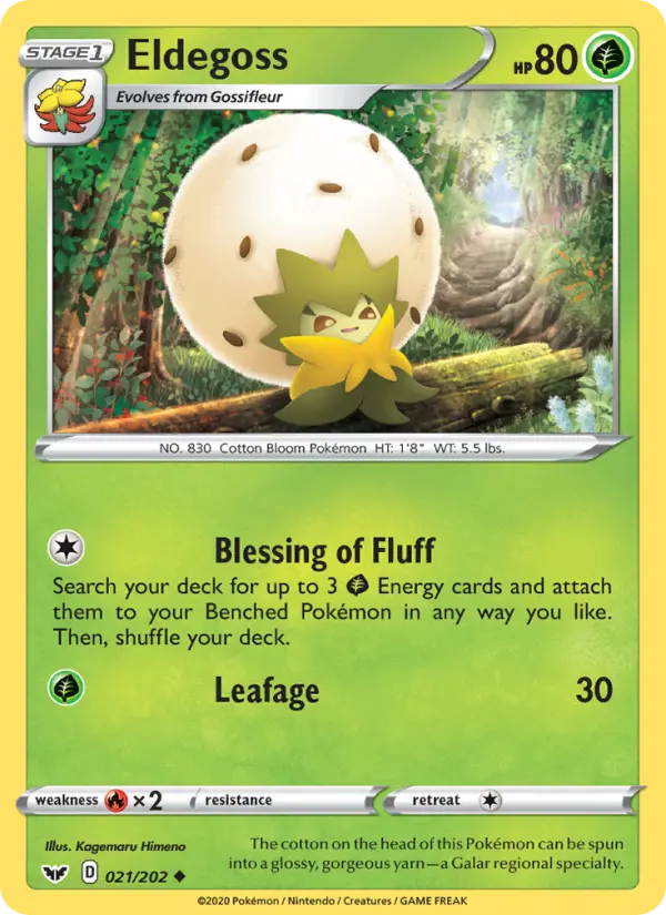 Eldegoss Uncommon Pokemon card #21 from Sword & Shield