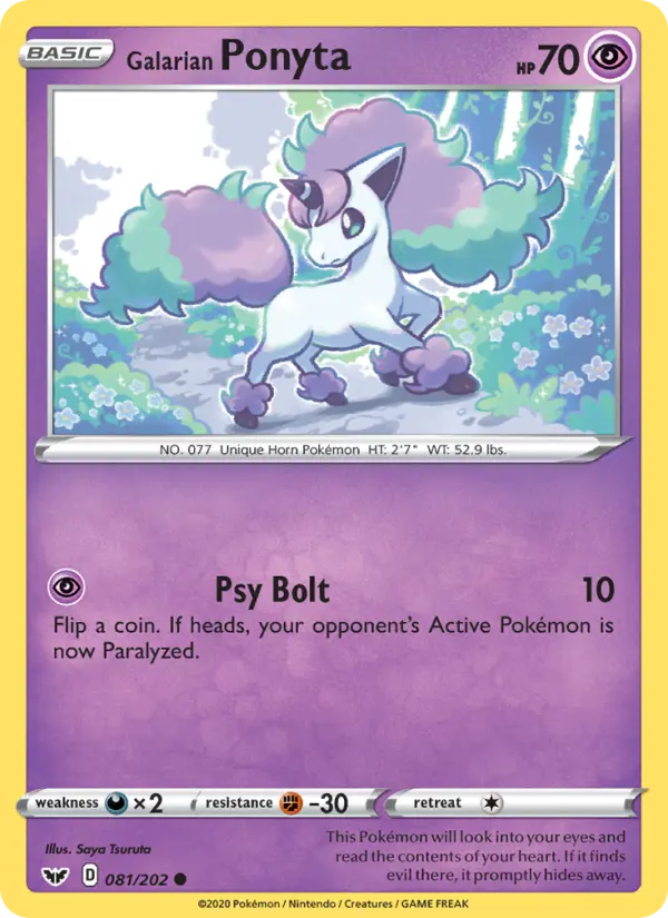 Galarian Ponyta Common Pokemon card #81 from Sword & Shield