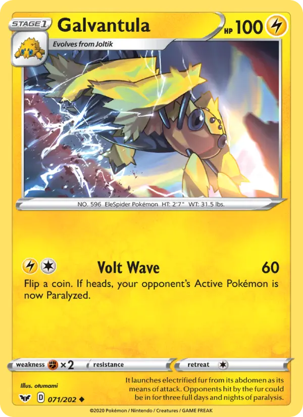 Galvantula Uncommon Pokemon card #71 from Sword & Shield