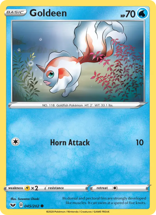 Goldeen Common Pokemon card #45 from Sword & Shield