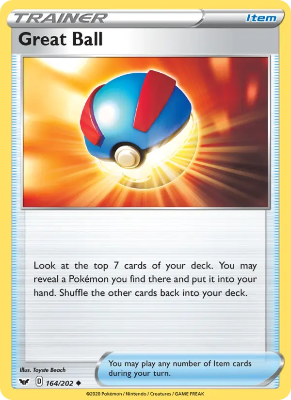 Great Ball Uncommon Pokemon card #164 from Sword & Shield