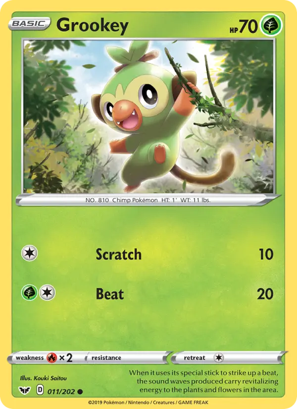Grookey Common Pokemon card #11 from Sword & Shield