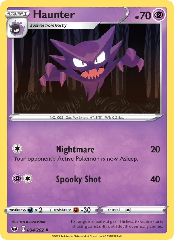 Haunter Uncommon Pokemon card #84 from Sword & Shield
