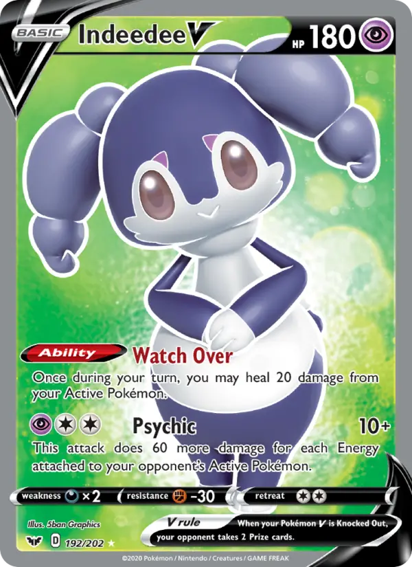 Indeedee V Ultra Rare Pokemon card #192 from Sword & Shield