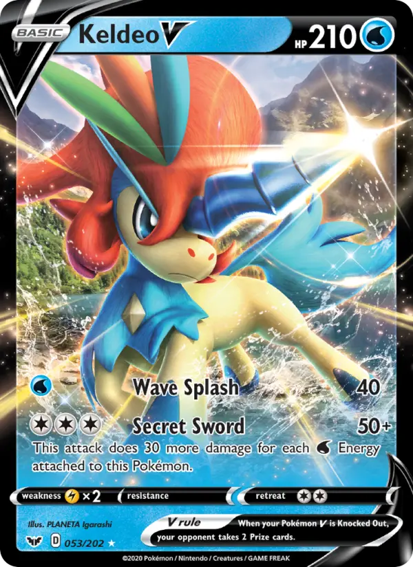 Keldeo V Holo Rare V Pokemon card #53 from Sword & Shield