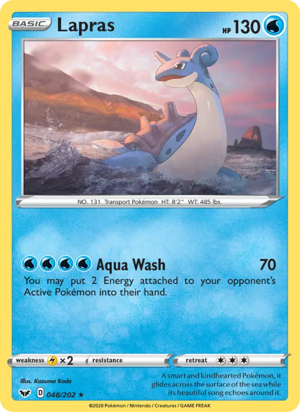 Lapras Rare Pokemon card #48 from Sword & Shield