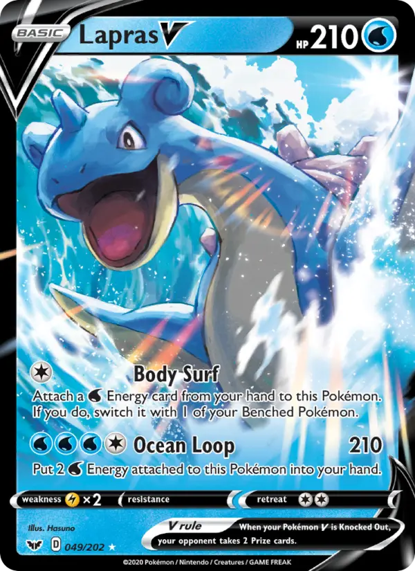 Lapras V Holo Rare V Pokemon card #49 from Sword & Shield