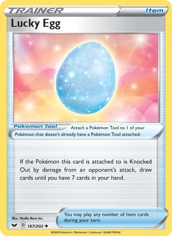Lucky Egg Uncommon Pokemon card #167 from Sword & Shield