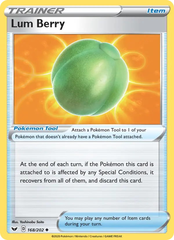 Lum Berry Uncommon Pokemon card #168 from Sword & Shield