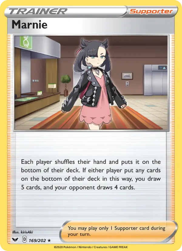 Marnie Holo Rare Pokemon card #169 from Sword & Shield