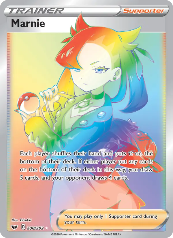 Marnie Secret Rare Pokemon card #208 from Sword & Shield