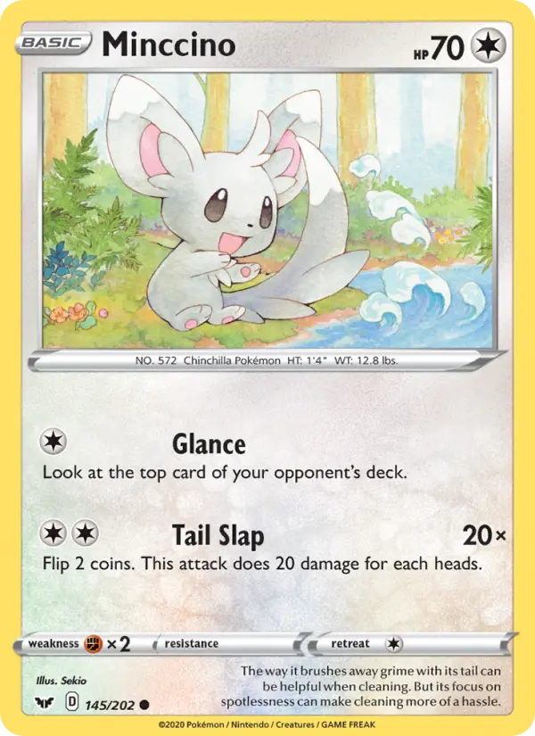 Minccino Common Pokemon card #145 from Sword & Shield