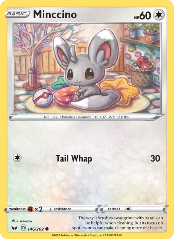 Minccino Common Pokemon card #146 from Sword & Shield