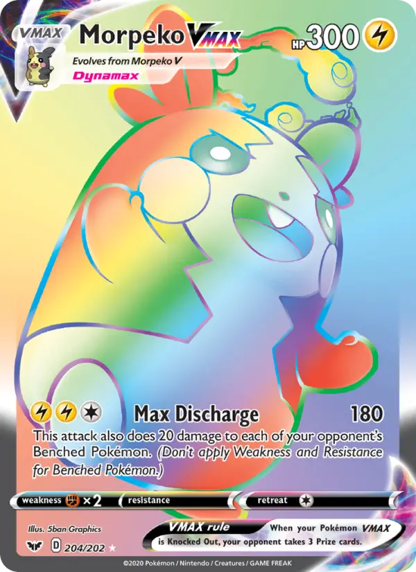 Morpeko VMAX Secret Rare Pokemon card #204 from Sword & Shield