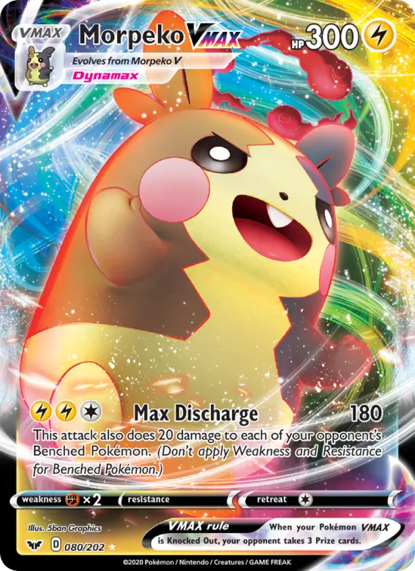 Morpeko VMAX Holo Rare VMAX Pokemon card #80 from Sword & Shield