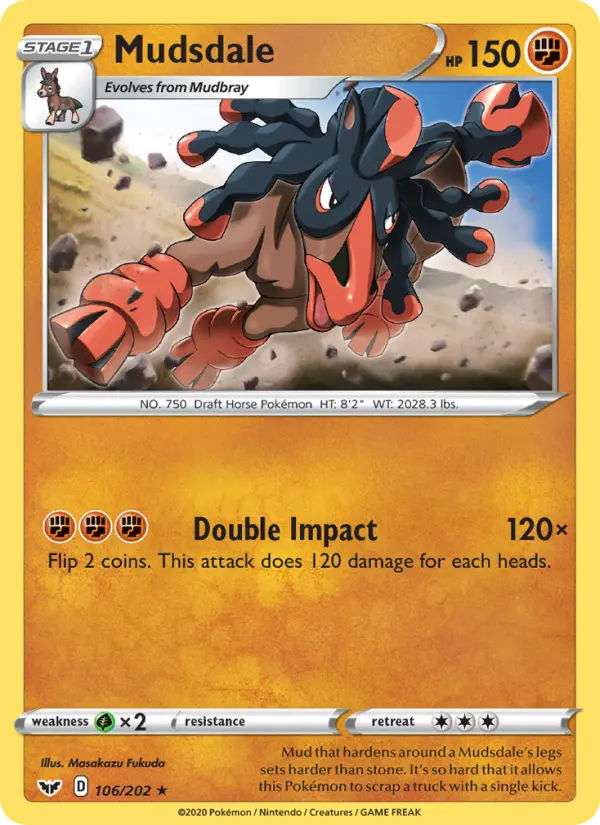Mudsdale Rare Pokemon card #106 from Sword & Shield