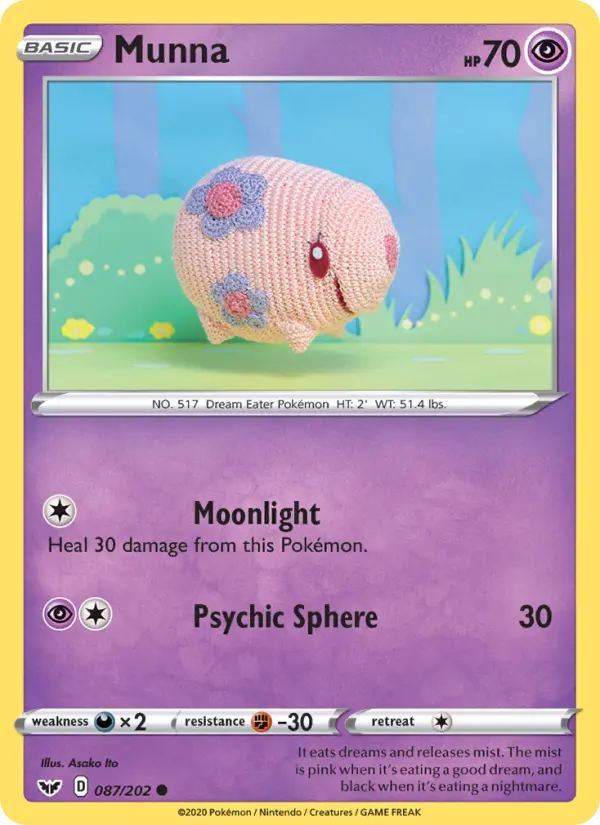Munna Common Pokemon card #87 from Sword & Shield
