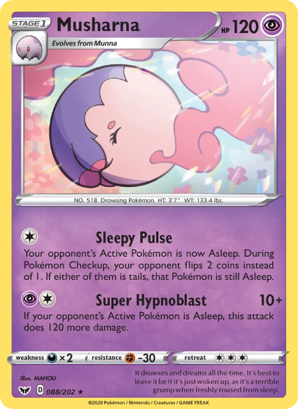 Musharna Rare Pokemon card #88 from Sword & Shield