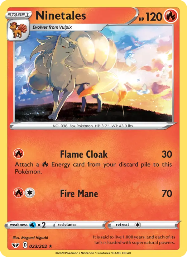 Ninetales Rare Pokemon card #23 from Sword & Shield