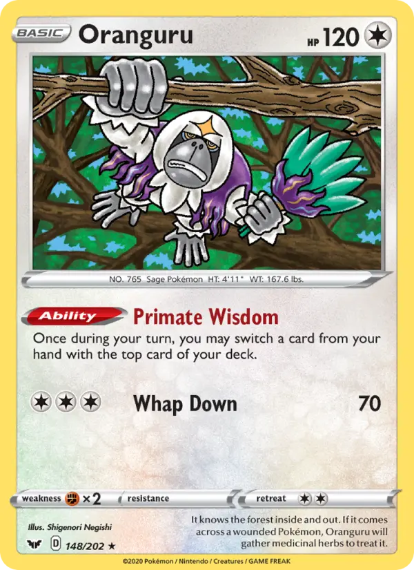 Oranguru Holo Rare Pokemon card #148 from Sword & Shield