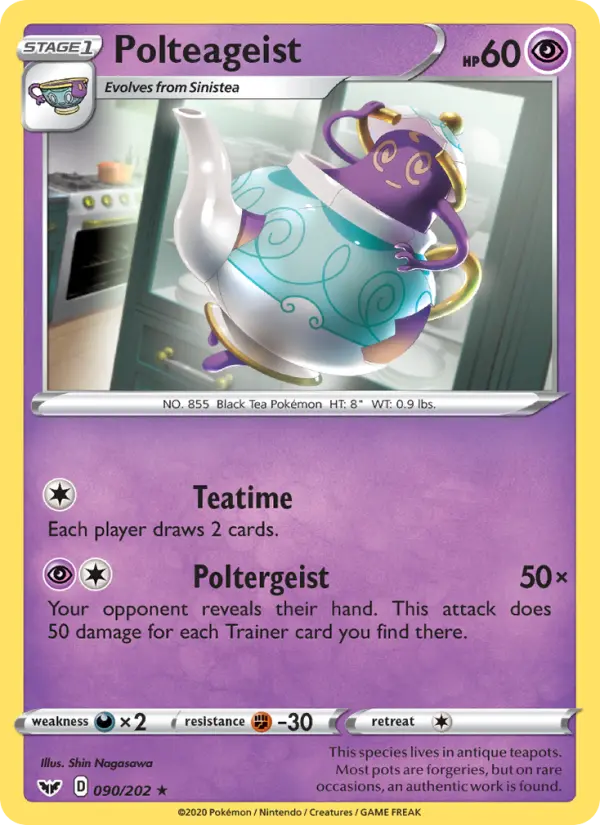 Polteageist Rare Pokemon card #90 from Sword & Shield