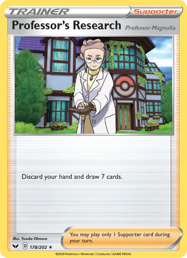 Professor's Research (Professor Magnolia) Holo Rare Pokemon card #178 from Sword & Shield