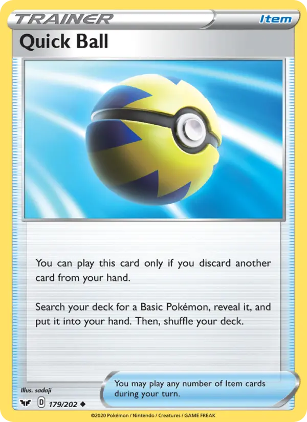 Quick Ball Uncommon Pokemon card #179 from Sword & Shield
