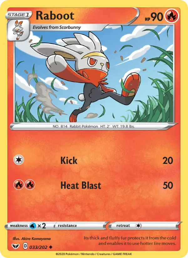 Raboot Uncommon Pokemon card #33 from Sword & Shield