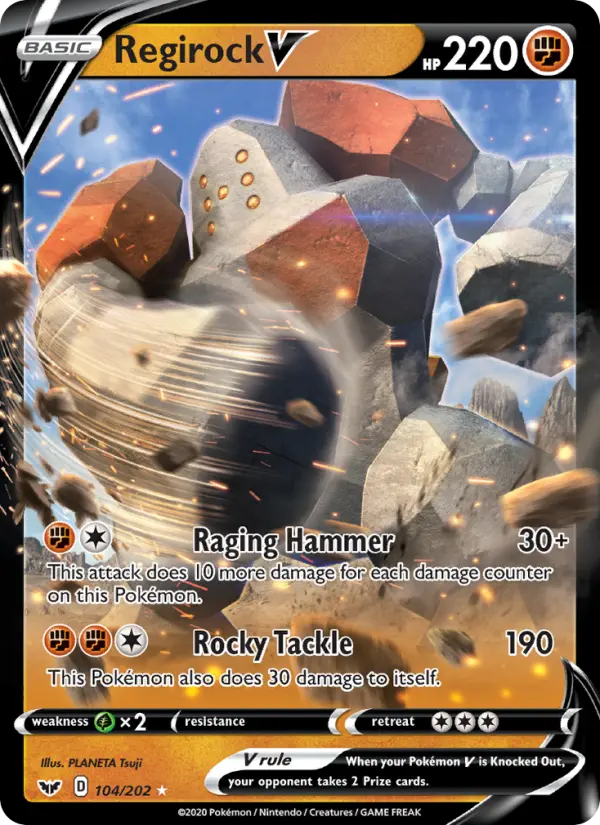Regirock V Holo Rare V Pokemon card #104 from Sword & Shield