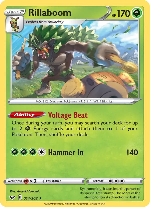 Rillaboom Holo Rare Pokemon card #14 from Sword & Shield