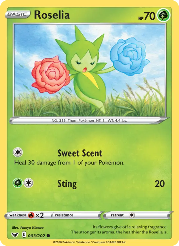 Roselia Common Pokemon card #3 from Sword & Shield