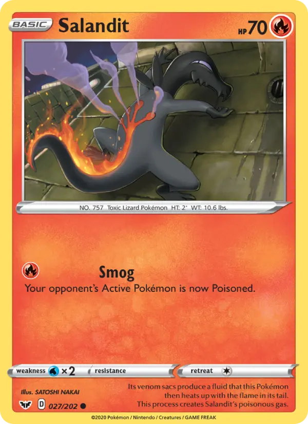 Salandit Common Pokemon card #27 from Sword & Shield