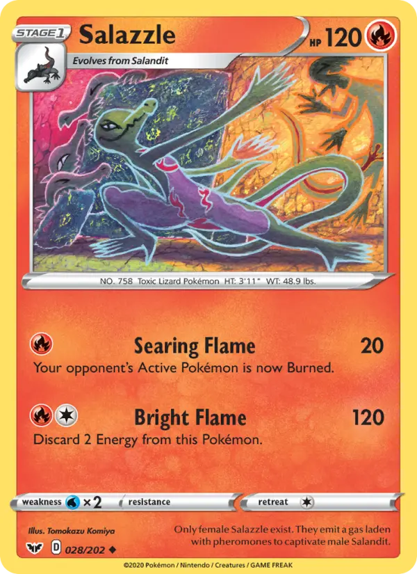 Salazzle Uncommon Pokemon card #28 from Sword & Shield